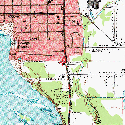 Topographic Map of Highlands Post Office, TX