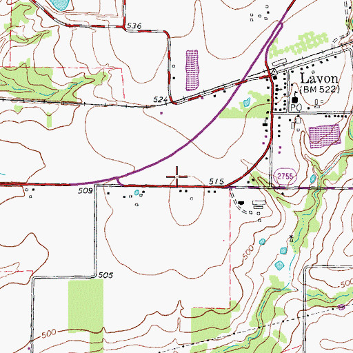 Topographic Map of Lavon Post Office, TX