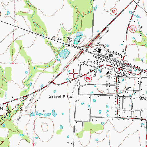 Topographic Map of Campbell Post Office, TX