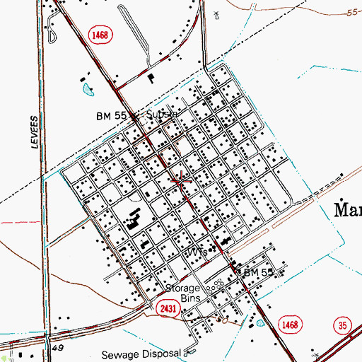 Topographic Map of Markham Post Office, TX