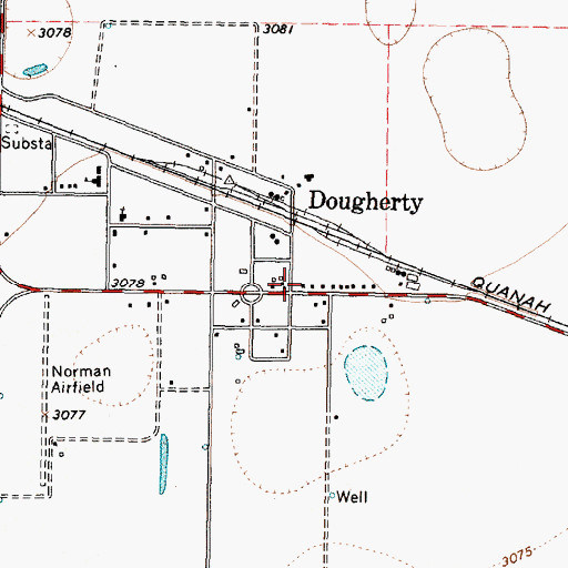 Topographic Map of Dougherty Post Office, TX