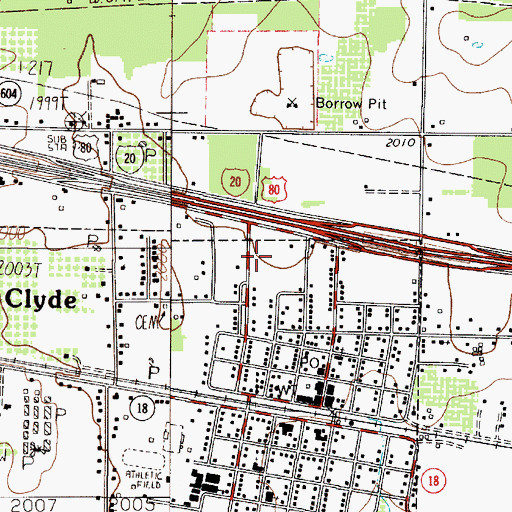 Topographic Map of Clyde Post Office, TX
