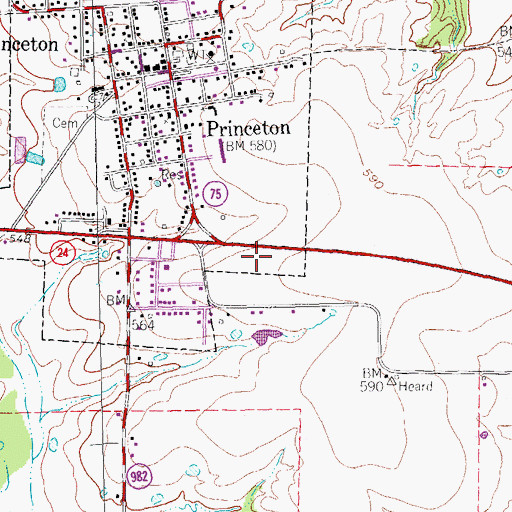 Topographic Map of Princeton Post Office, TX