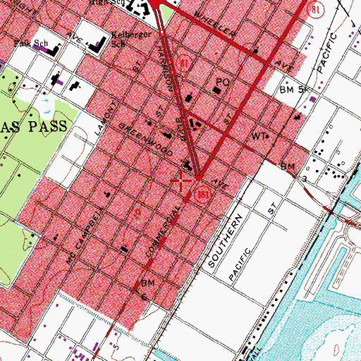 Topographic Map of Aransas Pass Post Office, TX