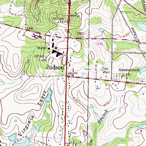Topographic Map of Judson Post Office, TX