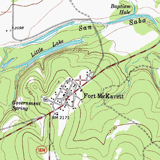 Topographic Map of Fort McKavett Post Office, TX