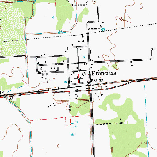 Topographic Map of Francitas Post Office, TX