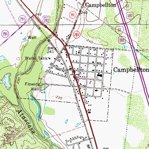Topographic Map of Campbellton Post Office, TX