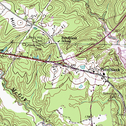 Topographic Map of Pointblank Post Office, TX