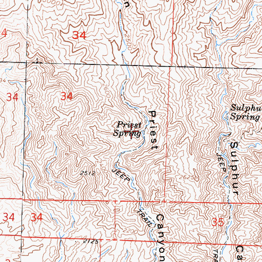 Topographic Map of Priest Spring, CA