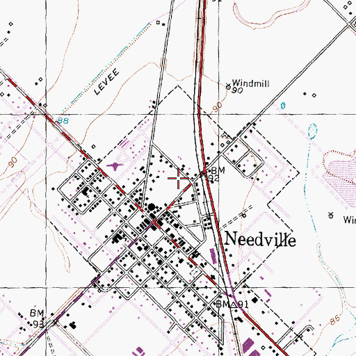 Topographic Map of Needville Post Office, TX
