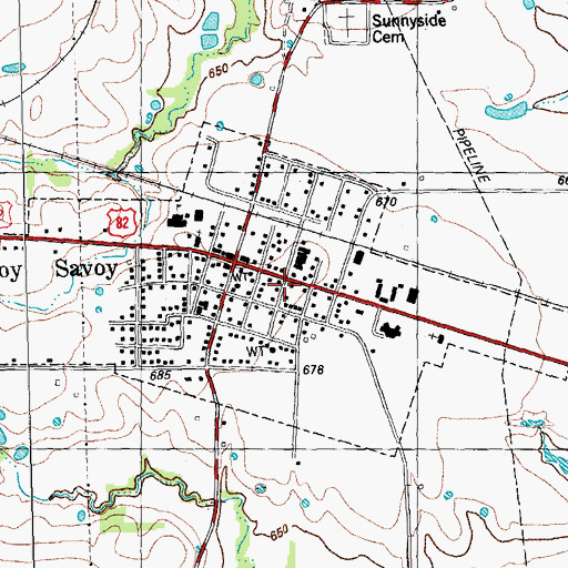 Topographic Map of Savoy Post Office, TX