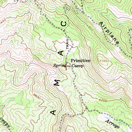 Topographic Map of Primitive Camp, CA