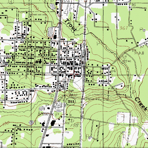 Topographic Map of Kirbyville Post Office, TX