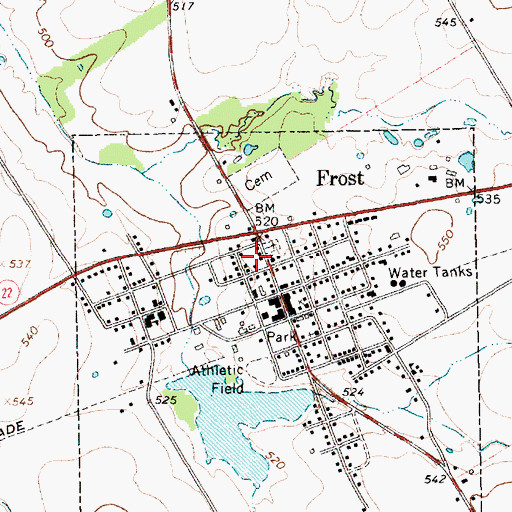 Topographic Map of Frost Post Office, TX