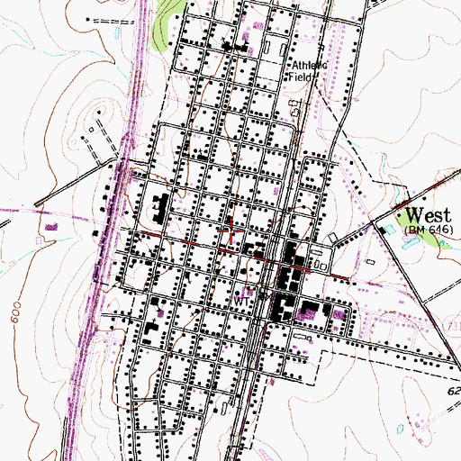 Topographic Map of West Post Office, TX
