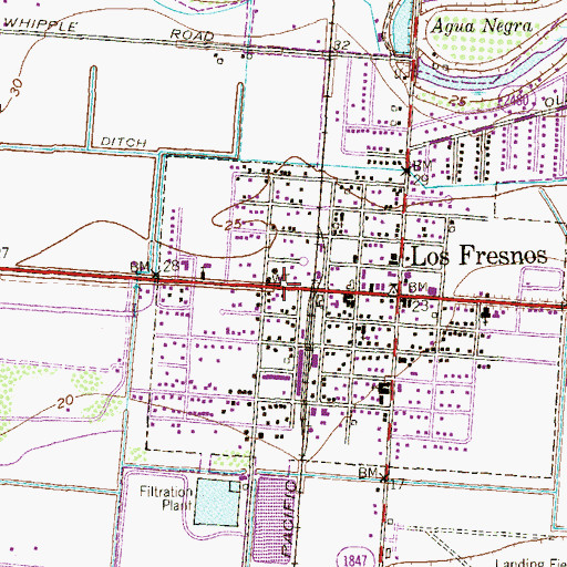 Topographic Map of Los Fresnos Post Office, TX