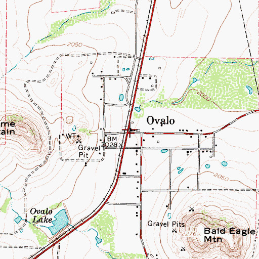 Topographic Map of Ovalo Post Office, TX