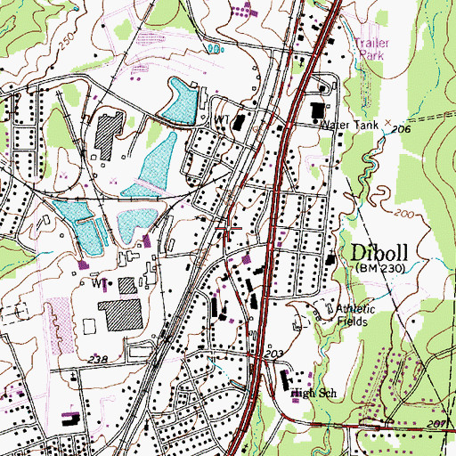 Topographic Map of Diboll Post Office, TX
