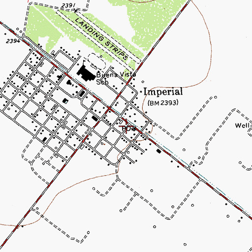 Topographic Map of Imperial Post Office, TX