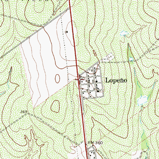 Topographic Map of Lopeno Post Office, TX