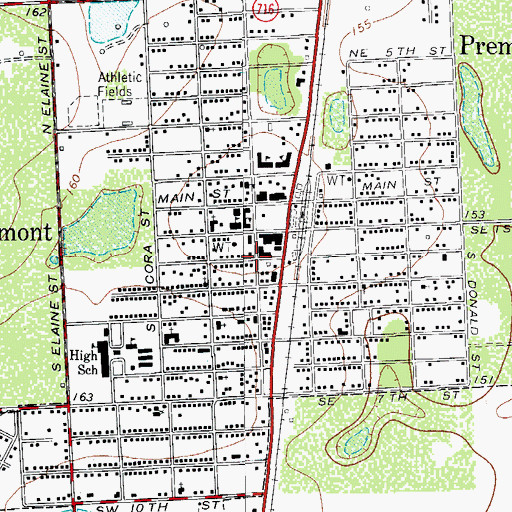 Topographic Map of Premont Post Office, TX