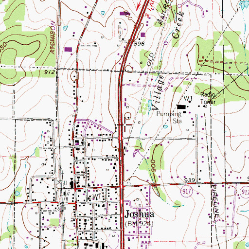 Topographic Map of Joshua Post Office, TX