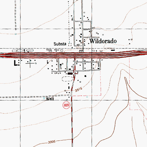 Topographic Map of Wildorado Post Office, TX