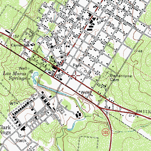 Topographic Map of Brackettville Post Office, TX