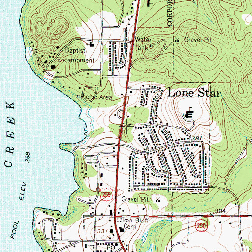 Topographic Map of Lone Star Post Office, TX