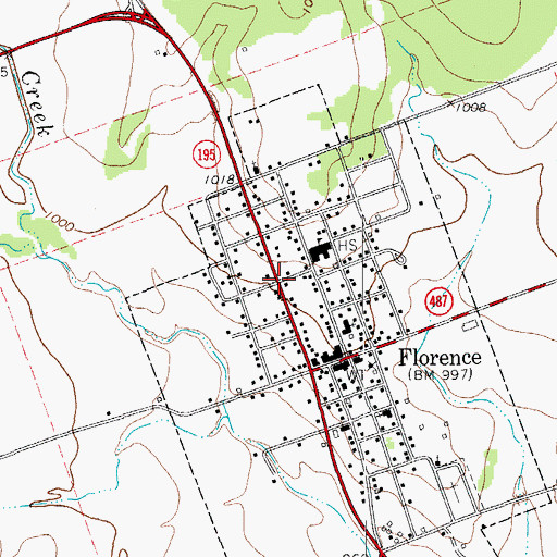 Topographic Map of Florence Post Office, TX