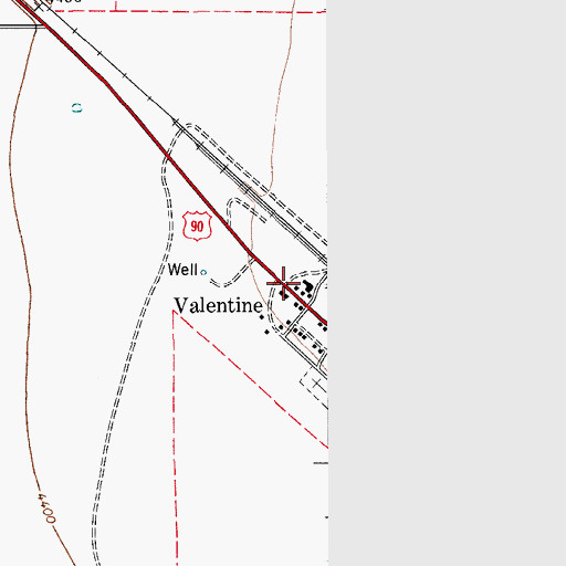 Topographic Map of Valentine Post Office, TX