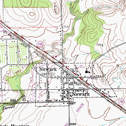 Topographic Map of Newark Post Office, TX
