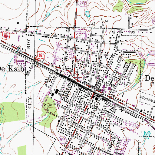 Topographic Map of De Kalb Post Office, TX