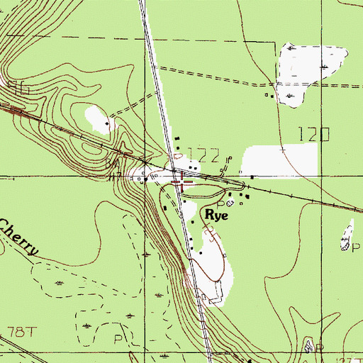 Topographic Map of Rye Post Office, TX