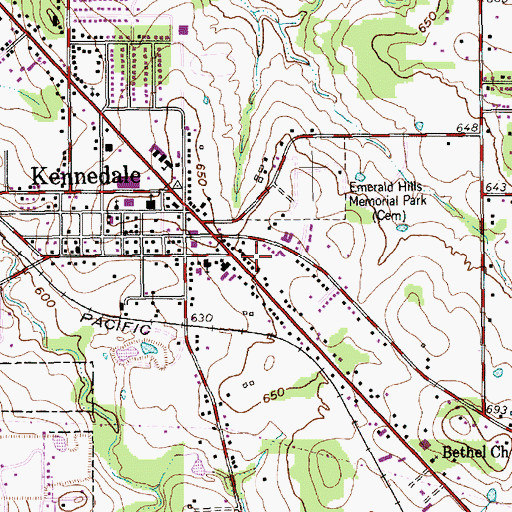 Topographic Map of Kennedale Post Office, TX