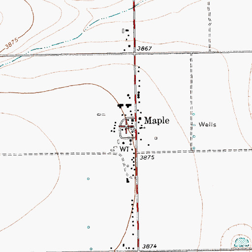 Topographic Map of Maple Post Office, TX