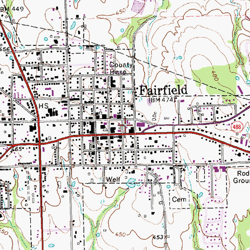 Topographic Map of Fairfield Post Office, TX
