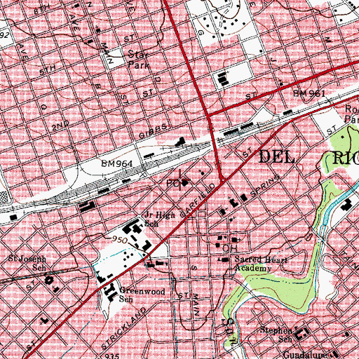 Topographic Map of Del Rio Post Office Pecan Station, TX