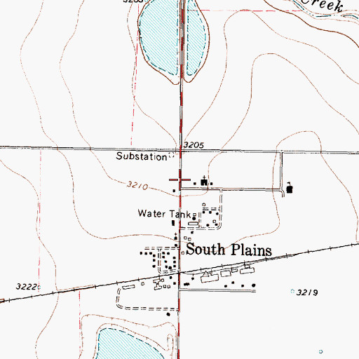 Topographic Map of South Plains Post Office, TX