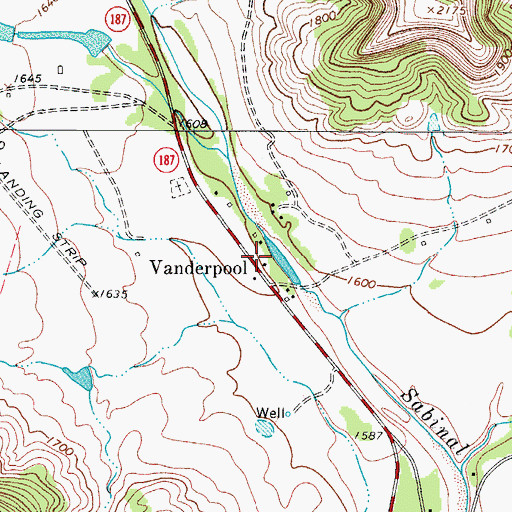 Topographic Map of Vanderpool Post Office, TX