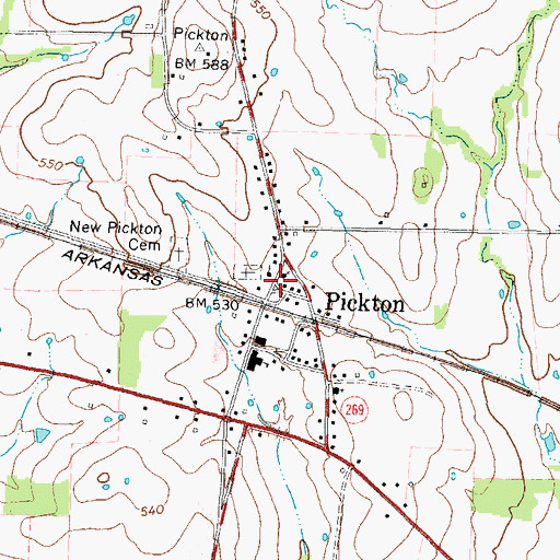 Topographic Map of Pickton Post Office, TX
