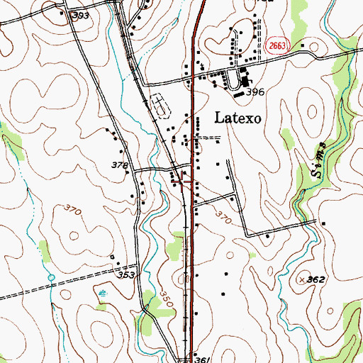 Topographic Map of Latexo Post Office, TX