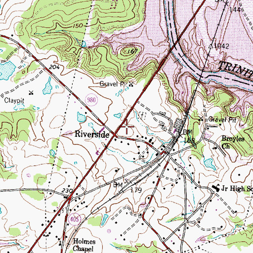 Topographic Map of Riverside Post Office, TX