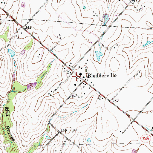 Topographic Map of Bleiblerville Post Office, TX