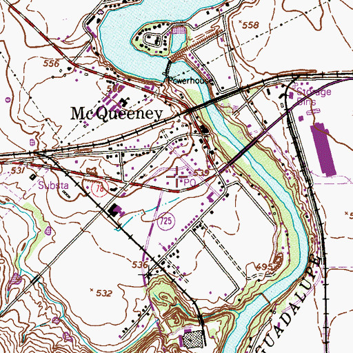 Topographic Map of McQueeney Post Office, TX