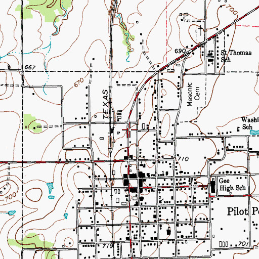 Topographic Map of Pilot Point Post Office, TX