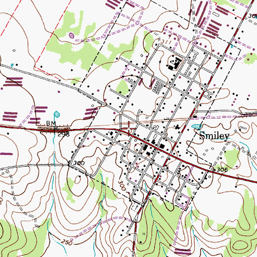 Topographic Map of Smiley Post Office, TX