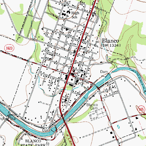 Topographic Map of Blanco Post Office, TX