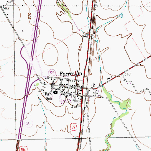 Topographic Map of Forreston Post Office, TX